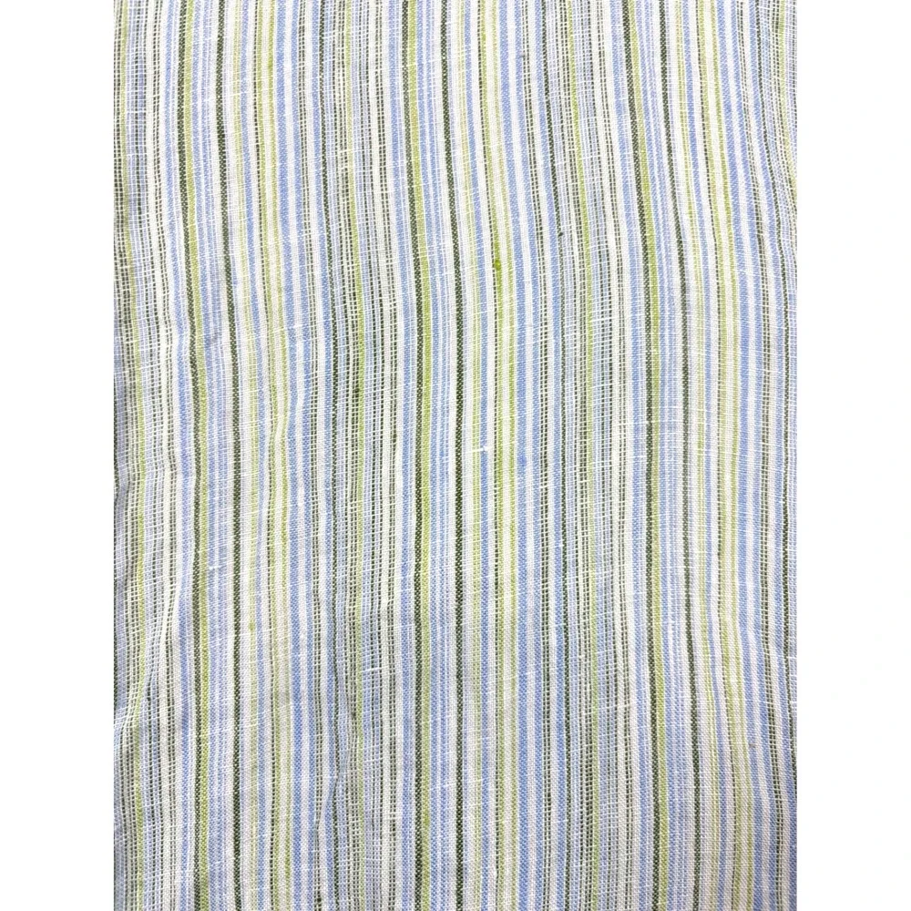 Banana Republic Mens XL Linen Short Sleeve Button Down Striped Shirt Blue Green